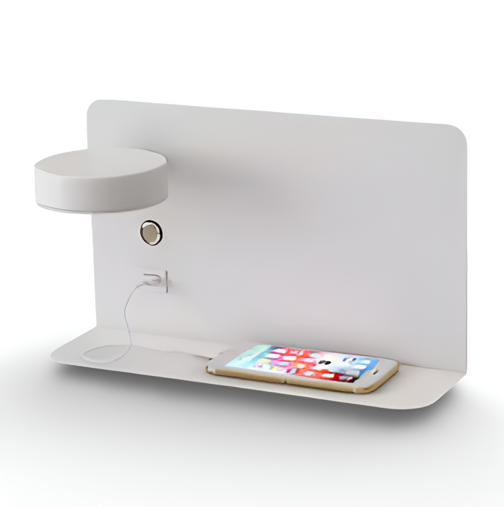 DualDelight wandlamp | aluminium LED nachtlampje | met plank & USB-oplaadpoort