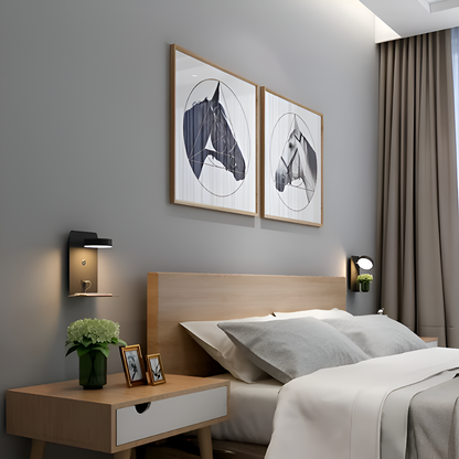 DualDelight wandlamp | aluminium LED nachtlampje | met plank & USB-oplaadpoort