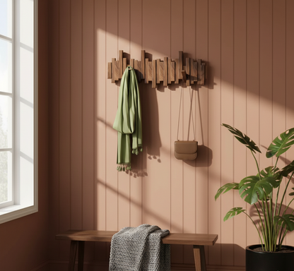 Kapstoklijst Piano | Wandhaken van Walnoot- of Beukenhout | Minimalistisch Design