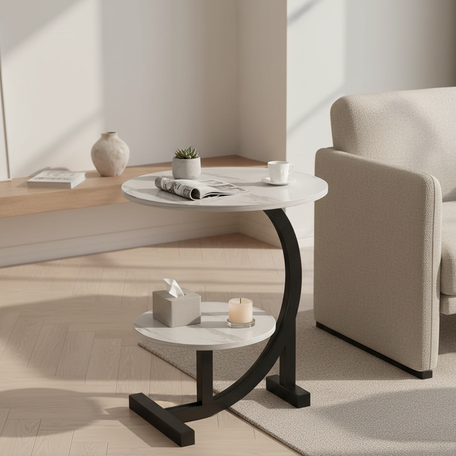 Tivara Mini Bijzettafel | Twee Niveaus & Mobiel Design | Modern & Compact