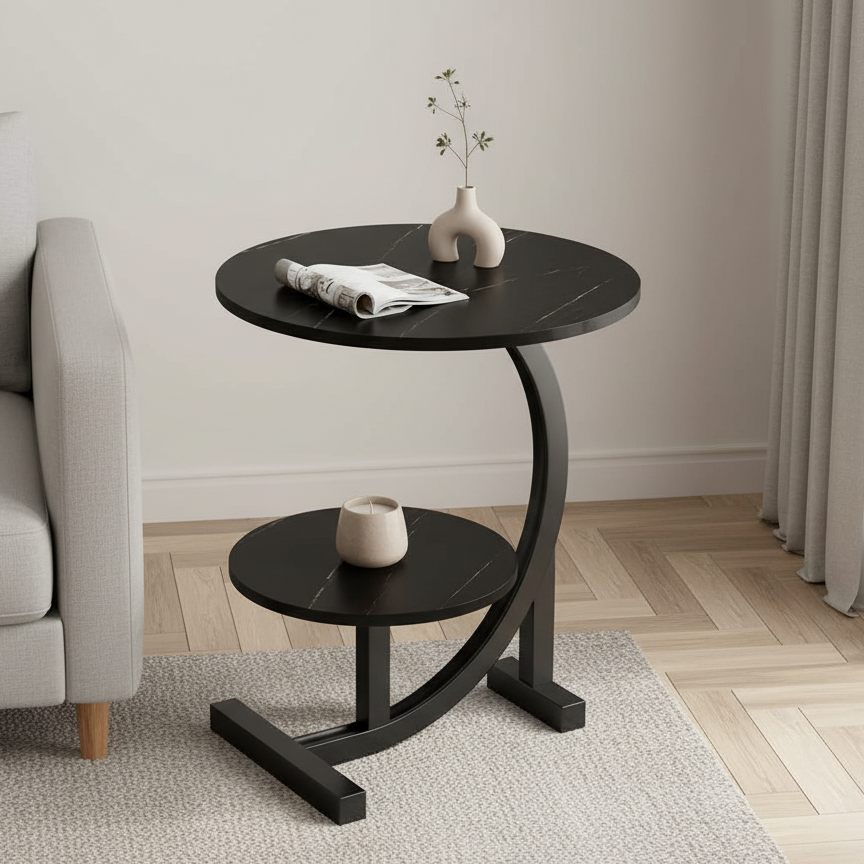 Tivara Mini Bijzettafel | Twee Niveaus & Mobiel Design | Modern & Compact