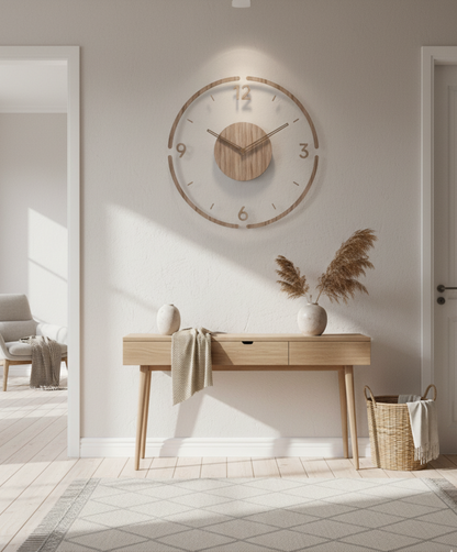 NordWood | Designer houten wandklok | Scandinavisch design & natuurlijke elegantie voor moderne ruimtes