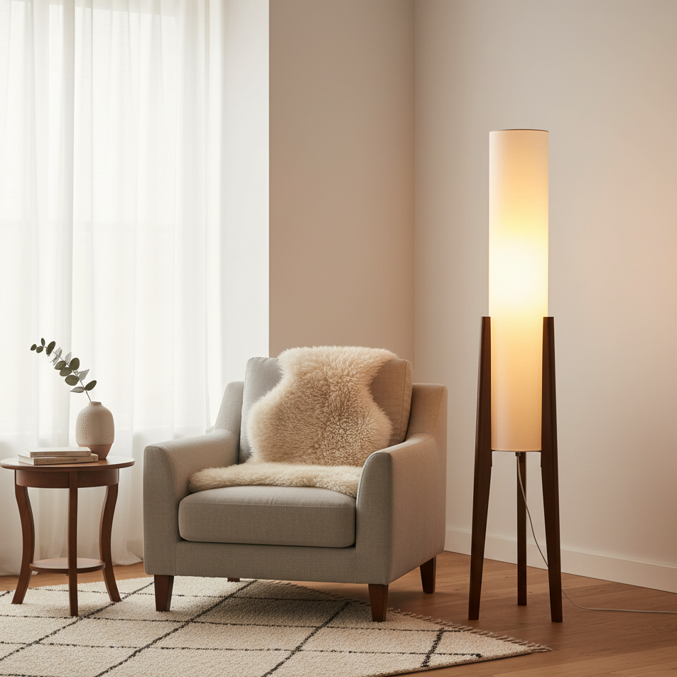 Lunara | Japandi massief houten vloerlamp met LED-licht