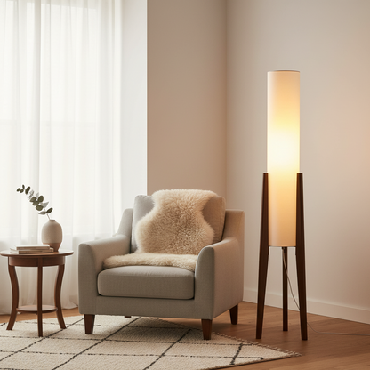 Lunara | Japandi massief houten vloerlamp met LED-licht