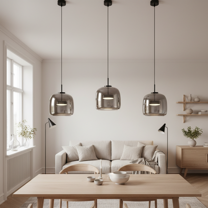 Svarna | Scandinavische hanglamp van getint glas