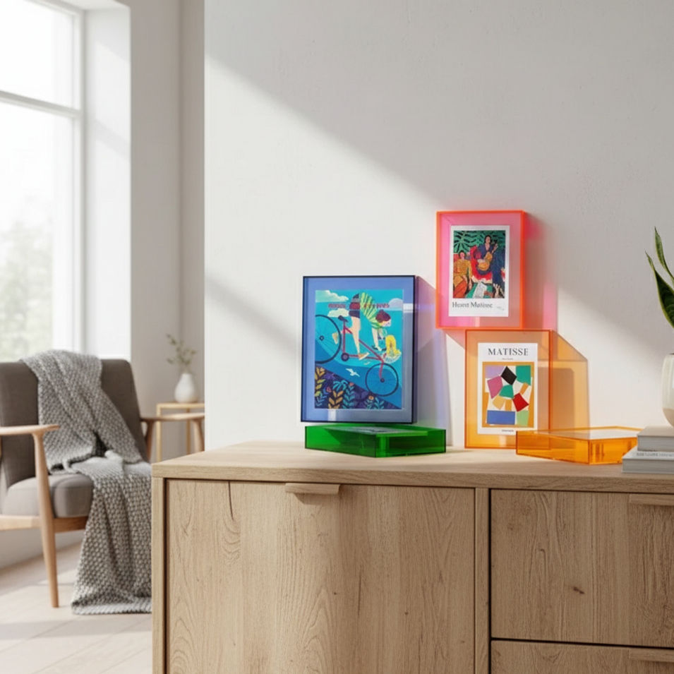 KlaraFrame Mini Fotolijst | Transparante Acryl Frame met Standaardvoet | Modern & Minimalistisch