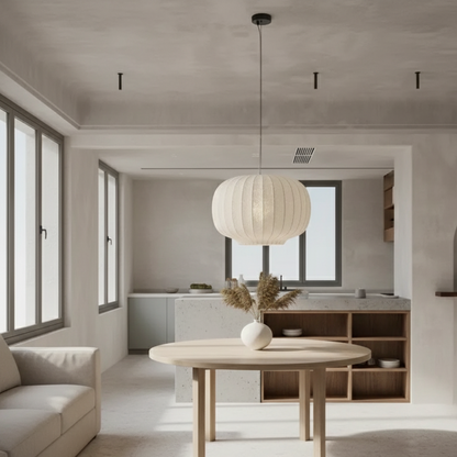 Aetheris | Japandi hanglamp van zijde in trapvorm