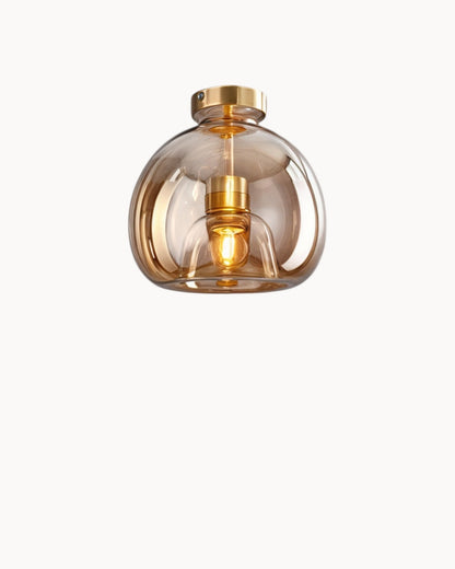 Moderne plafondlamp – glas rookgrijs / cognac | geïntegreerde LED-verlichting