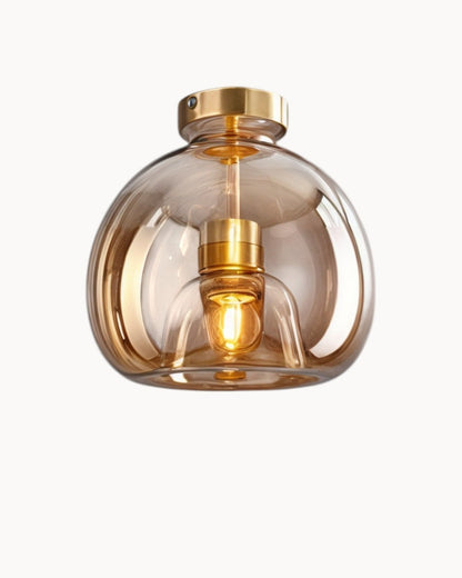 Moderne plafondlamp – glas rookgrijs / cognac | geïntegreerde LED-verlichting