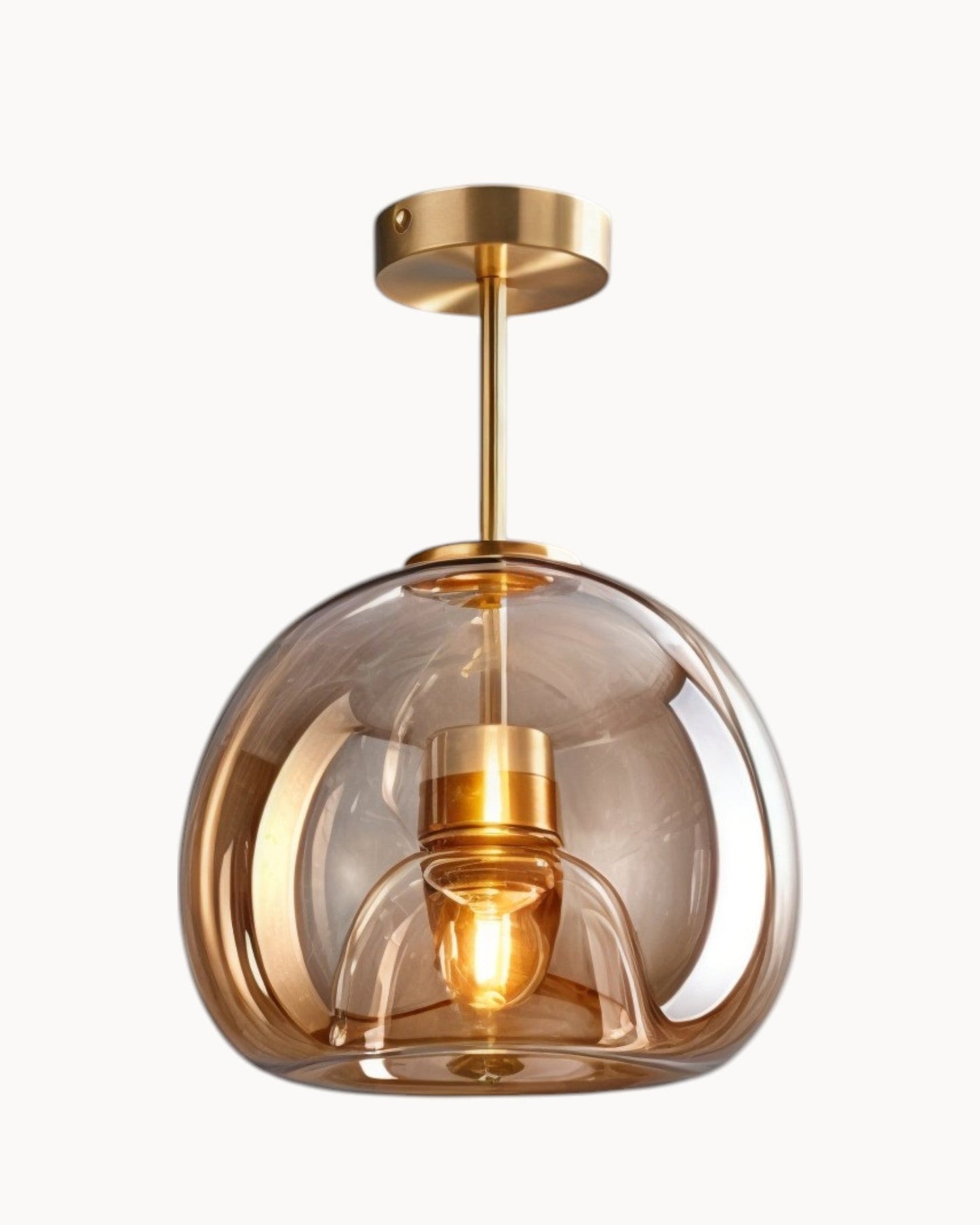 Moderne plafondlamp – glas rookgrijs / cognac | geïntegreerde LED-verlichting