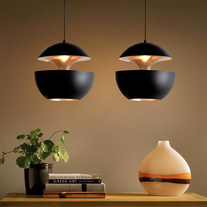 AppleGlow hanglamp – artistieke E27 hanglamp in zwart-wit met zonontwerp