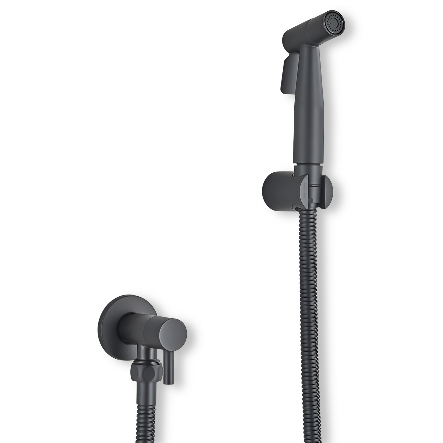 AquaGleam | Roestvrijstalen bidet-sproeikop met wandhouder – Hygiënisch & Duurzaam