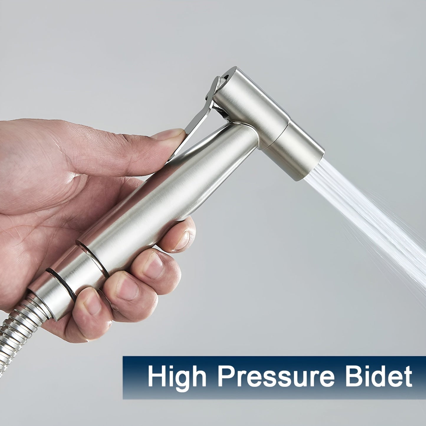 AquaGleam | Roestvrijstalen bidet-sproeikop met wandhouder – Hygiënisch & Duurzaam