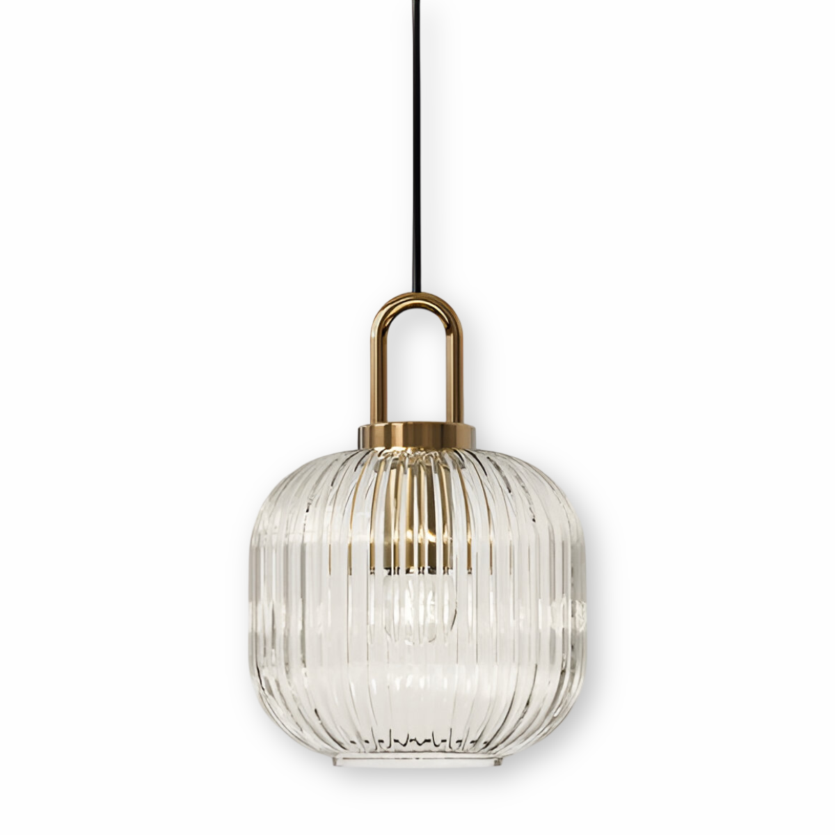 ClaChic lamp | Scandinavische hanglamp van glas, geribbeld ontwerp in wit & goud