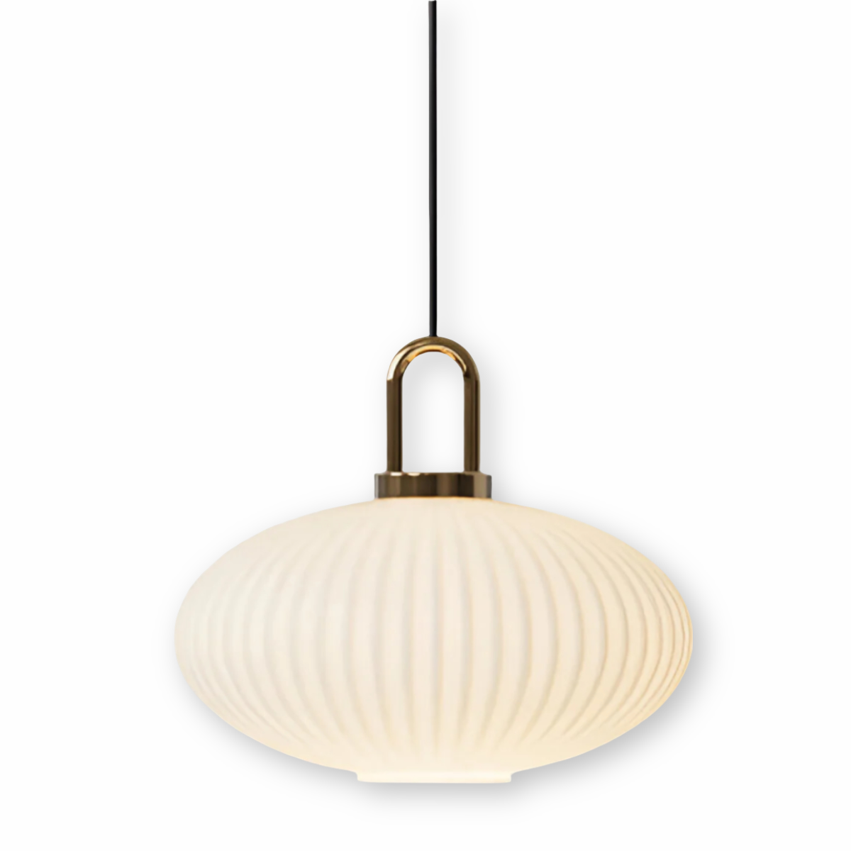 ClaChic lamp | Scandinavische hanglamp van glas, geribbeld ontwerp in wit & goud
