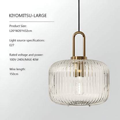 ClaChic lamp | Scandinavische hanglamp van glas, geribbeld ontwerp in wit & goud