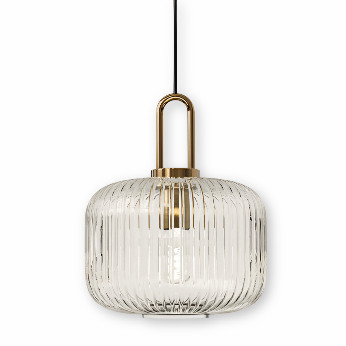 ClaChic lamp | Scandinavische hanglamp van glas, geribbeld ontwerp in wit & goud