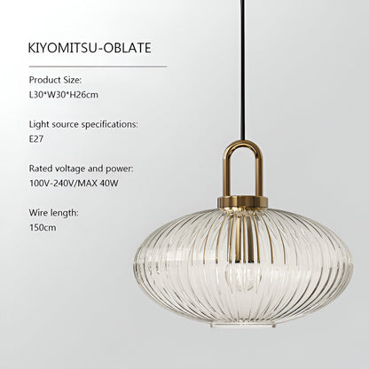 ClaChic lamp | Scandinavische hanglamp van glas, geribbeld ontwerp in wit & goud