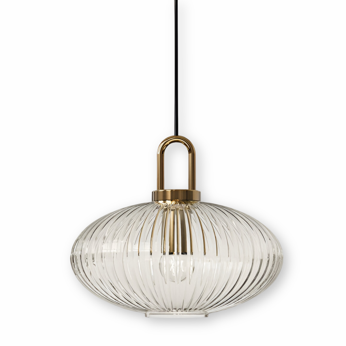 ClaChic lamp | Scandinavische hanglamp van glas, geribbeld ontwerp in wit & goud