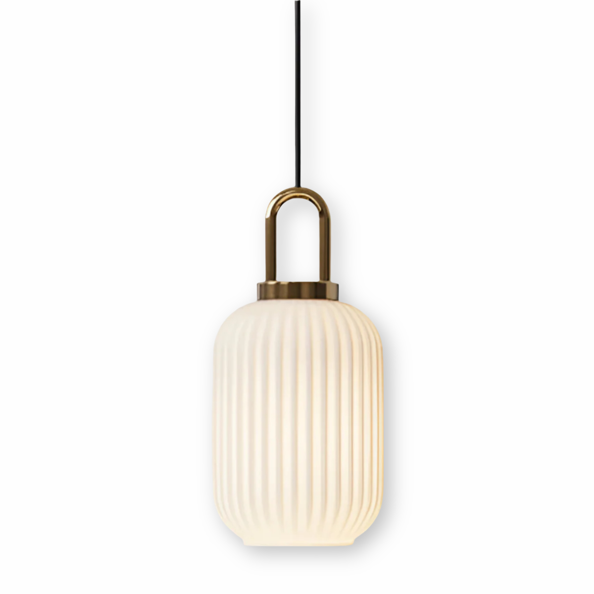 ClaChic lamp | Scandinavische hanglamp van glas, geribbeld ontwerp in wit & goud
