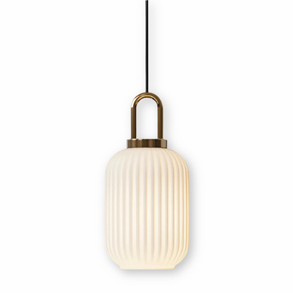 ClaChic lamp | Scandinavische hanglamp van glas, geribbeld ontwerp in wit & goud