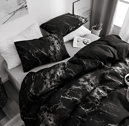 Beddengoedset Marmerprint Luxe | Zacht & Ademend | 3-Delig Dekbedovertrek | Stijlvol Modern Design