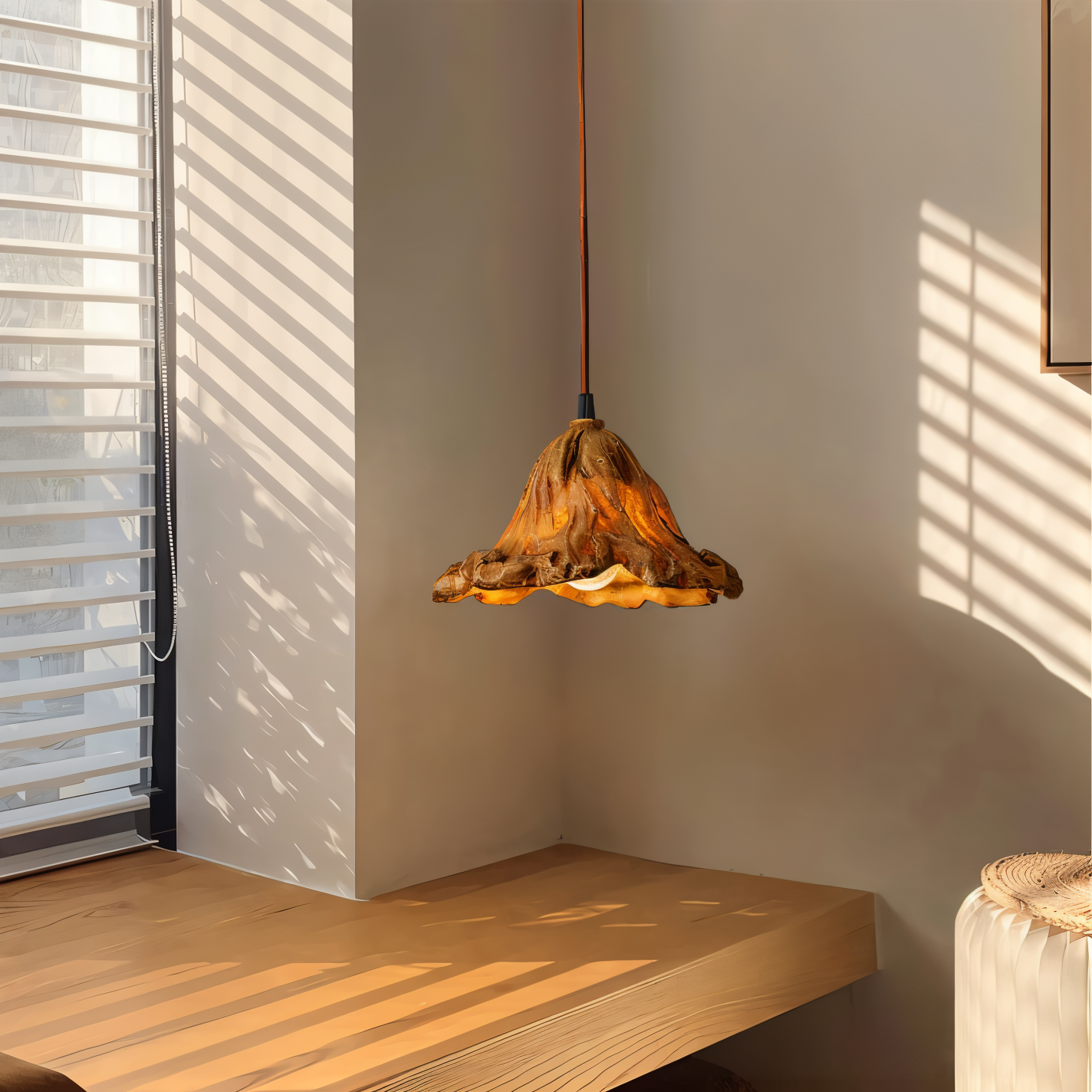 Cirenna | Artistieke hanglamp van kunsthars in vulkanisch design