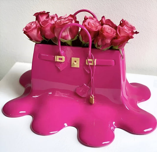 Kunsthars Vaas | Uniek Handtassilhouet | Modern Decoratief Accent | Statement Piece