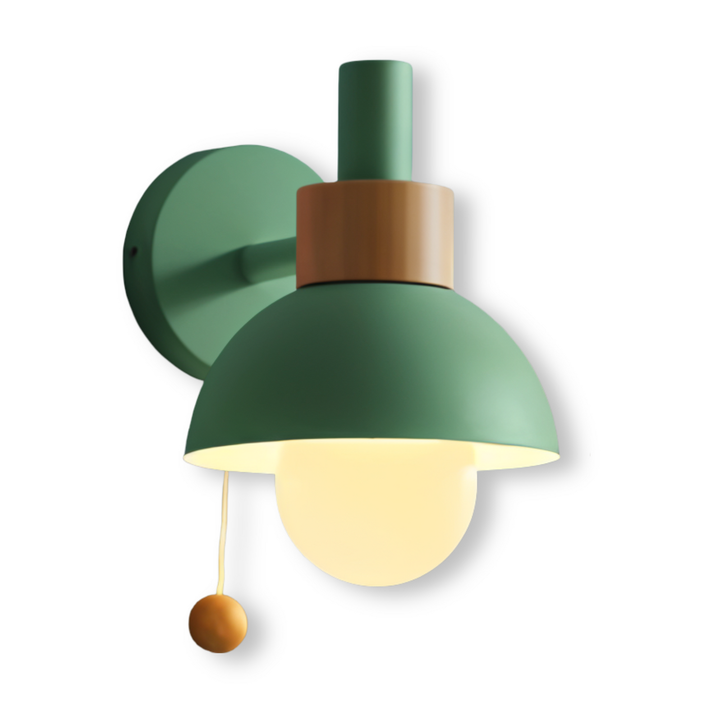 PastelPop wandlamp | hout & ijzer | pastelkleurig ontwerp met trekchakelaar