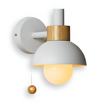 PastelPop wandlamp | hout & ijzer | pastelkleurig ontwerp met trekchakelaar