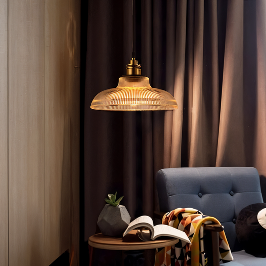 RetroStripe - Vintage industriële hanglamp met stijlvolle glazen kap