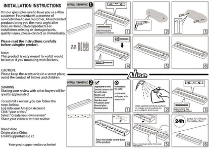 UniBlack handdoekhouder roestvrij staal – wandmontage handdoekstang 20cm & 40cm