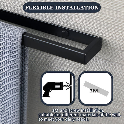 UniBlack handdoekhouder roestvrij staal – wandmontage handdoekstang 20cm & 40cm