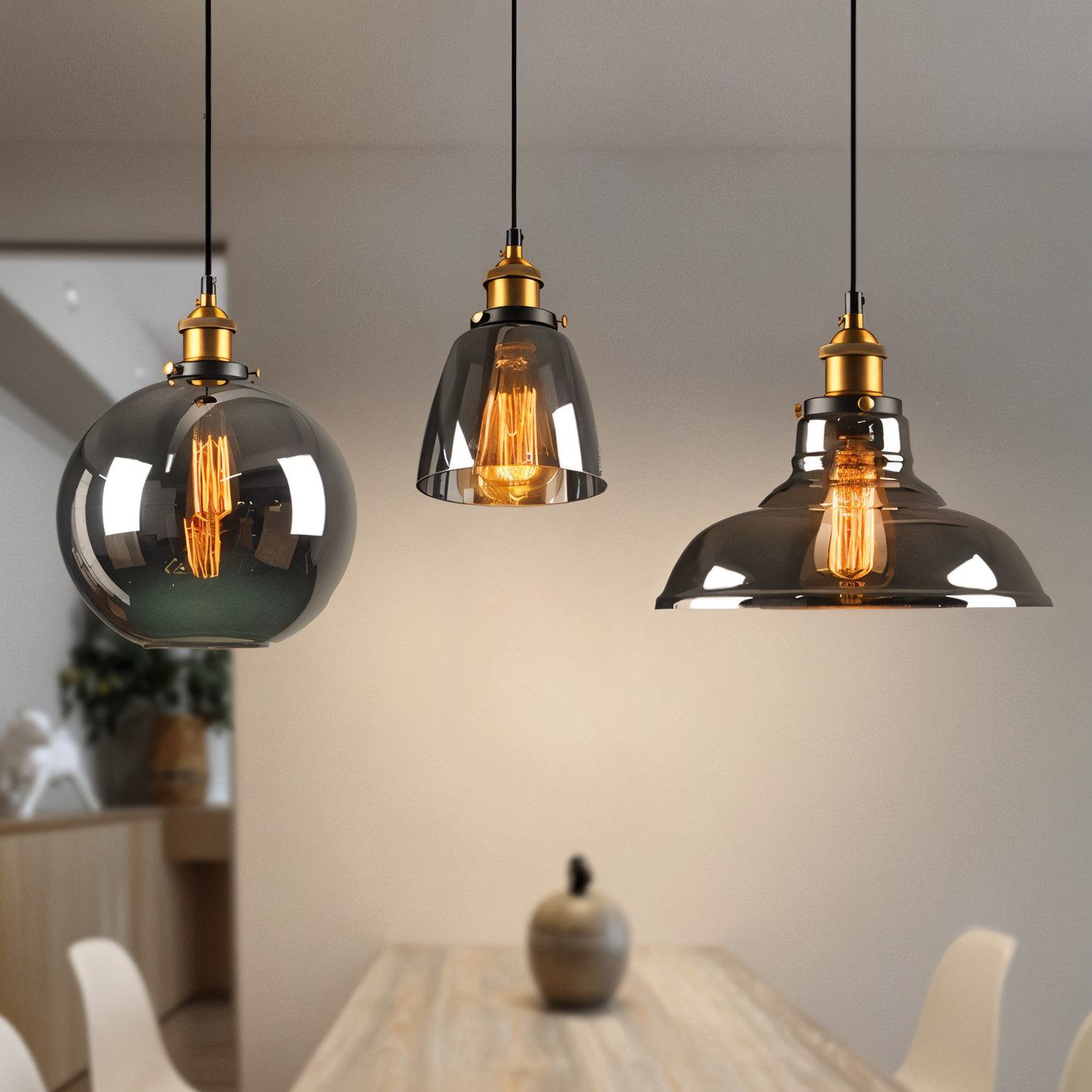 VintaLoft – Elegante rookglas hanglamp in vintage loft ontwerp
