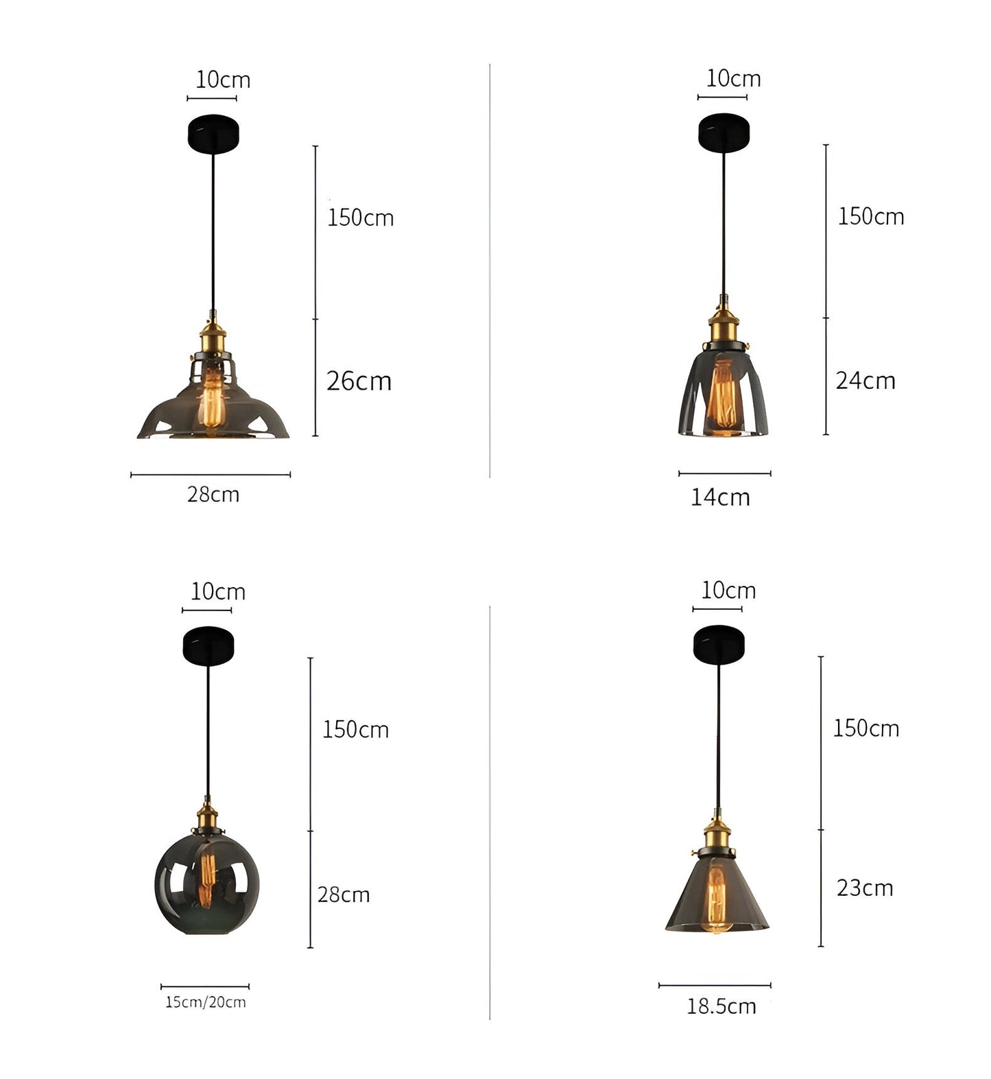 VintaLoft – Elegante rookglas hanglamp in vintage loft ontwerp