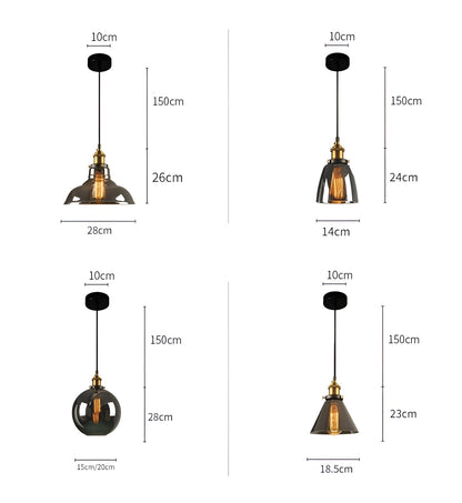 VintaLoft – Elegante rookglas hanglamp in vintage loft ontwerp