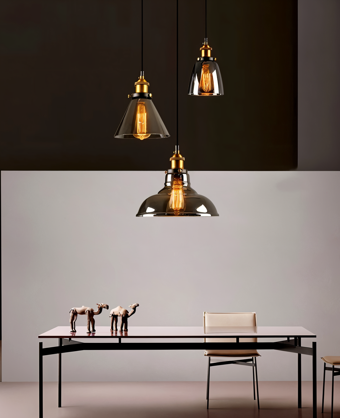 VintaLoft – Elegante rookglas hanglamp in vintage loft ontwerp