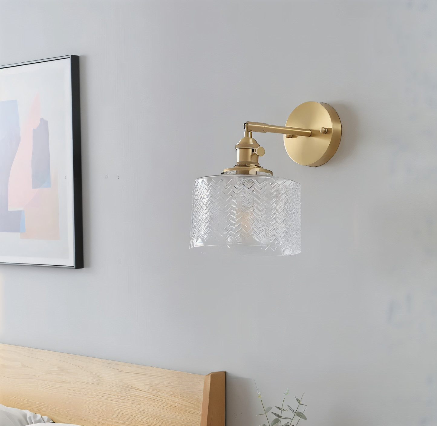 Olyviae | Verstelbare LED wandlamp van geribbeld glas in Scandinavisch design