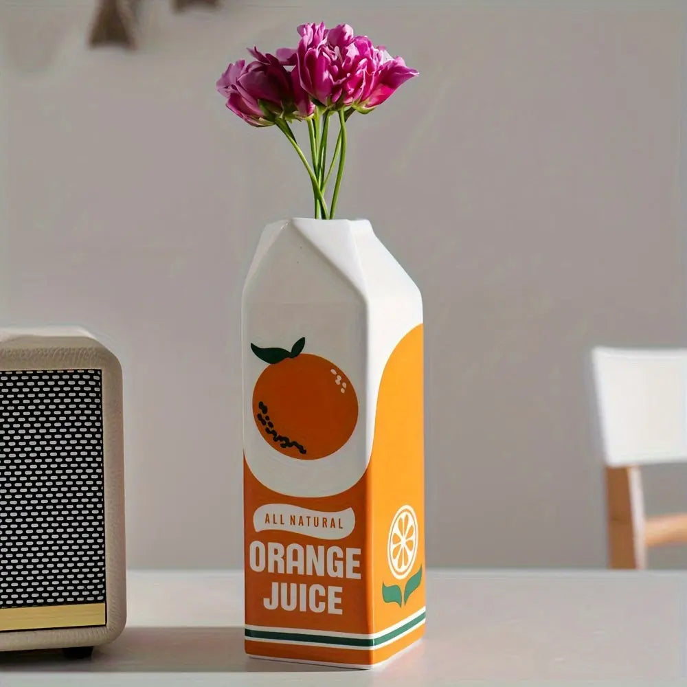 Decoratieve Vaas | Citrus Design & Moderne Blikvanger | Keramische Accentvaas | Oranje
