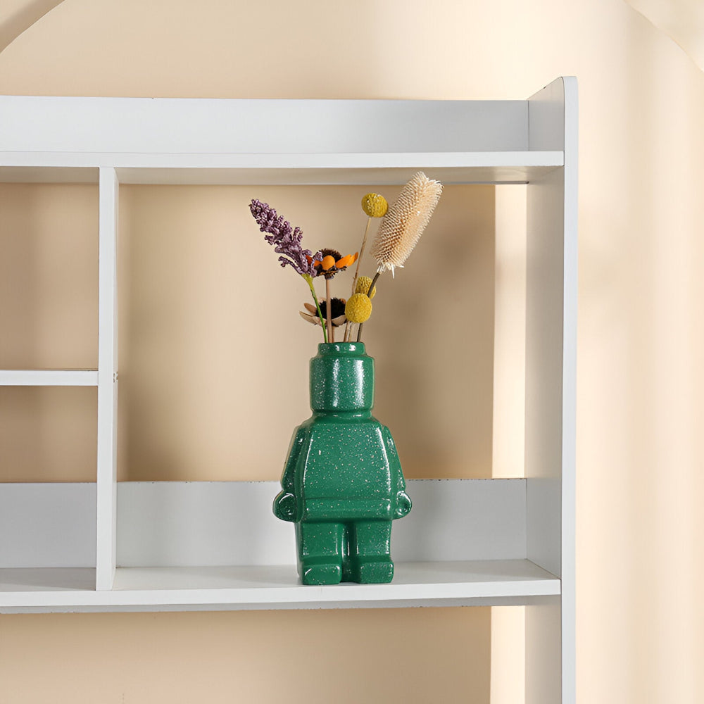 Plantenpot Robotdesign | Speels Gemetseld Ornament | Weerbestendig Hars | Decoratief Accent