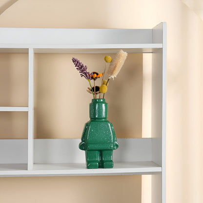 Plantenpot Robotdesign | Speels Gemetseld Ornament | Weerbestendig Hars | Decoratief Accent