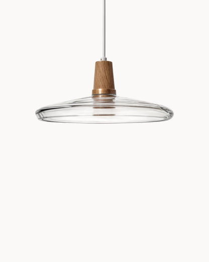 Loftlamp – Moderne Scandinavische glazen lamp met houten voet (E27)