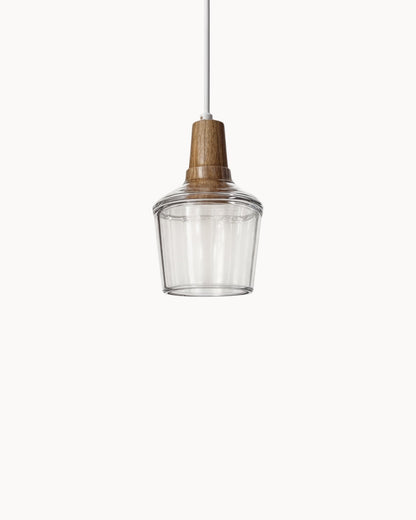 Loftlamp – Moderne Scandinavische glazen lamp met houten voet (E27)
