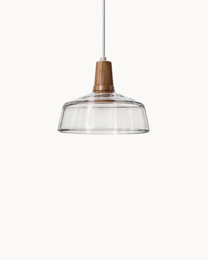 Loftlamp – Moderne Scandinavische glazen lamp met houten voet (E27)