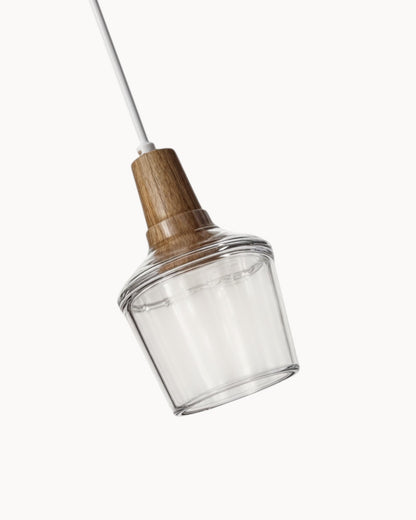 Loftlamp – Moderne Scandinavische glazen lamp met houten voet (E27)
