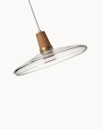 Loftlamp – Moderne Scandinavische glazen lamp met houten voet (E27)