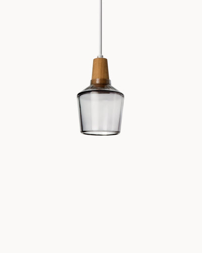 Loftlamp – Moderne Scandinavische glazen lamp met houten voet (E27)