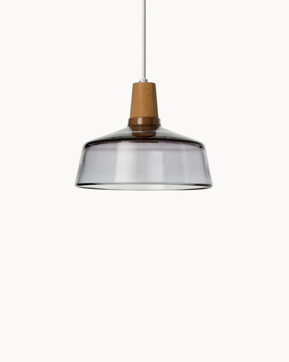 Loftlamp – Moderne Scandinavische glazen lamp met houten voet (E27)