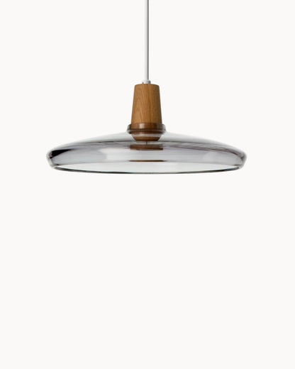 Loftlamp – Moderne Scandinavische glazen lamp met houten voet (E27)