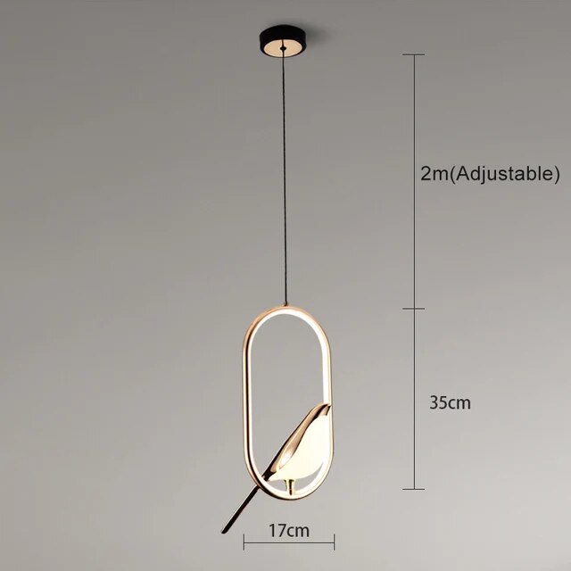 Aviora – Hanglamp met gouden vogel (LED, glas & metaal)